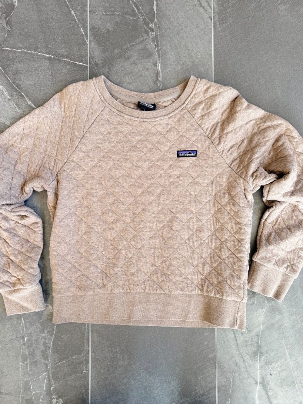 Patagonia Organic Cotton Quilt Crew Sweatshirt Oatmeal